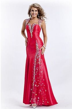 Style 6516 Rachel Allen/Party time Formals Red Size 6 Tall Height Prom Side slit Dress on Queenly