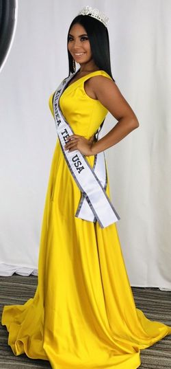 Sherri Hill Yellow Size 6 Black Tie Pageant A-line Dress on Queenly