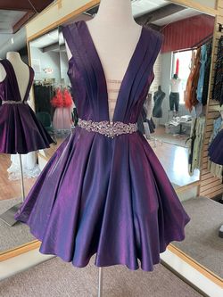 Envious Couture Purple Size 4 Homecoming Mini Black Tie Cocktail Dress on Queenly
