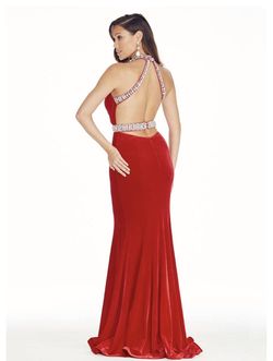 Ashley Lauren Red Size 8 Military Floor Length Velvet Straight Dress on Queenly