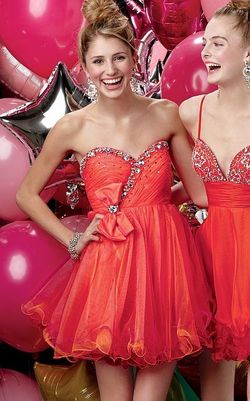 Style 3521 Alyce Designs Pink Size 12 Homecoming Coral Sequined Sunday Beaded Top Cocktail Dress on Queenly