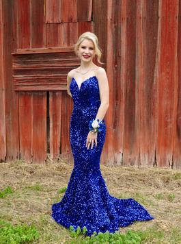 Portia and Scarlett Blue Size 0 Prom Black Tie Military Mermaid Dress on Queenly