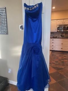 David's Bridal Blue Size 2 Black Tie Military 50 Off Mermaid Dress on Queenly