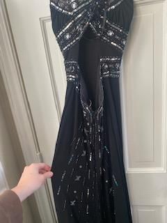 Adranna Papell Black Tie Size 2 Floor Length 50 Off Straight Dress on Queenly