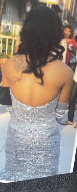 Jovani Silver Size 4 Mermaid Pageant Prom Ball gown on Queenly