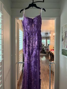 Sherri Hill Purple Size 0 Black Tie Side slit Dress on Queenly