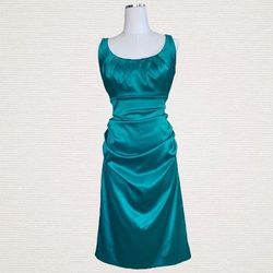 Suzi Chin Green Size 14 Euphoria Midi Teal Cocktail Dress on Queenly