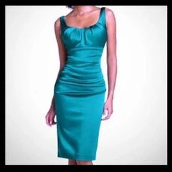 Suzi Chin Green Size 14 Euphoria Midi Teal Cocktail Dress on Queenly