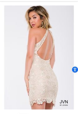 Jovani Nude Size 12 Sorority Formal Jewelled Appearance Cocktail Dress on Queenly