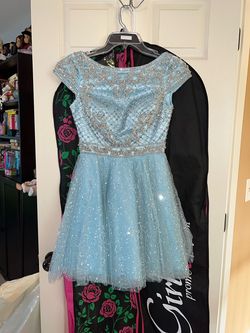 Sherri Hill Blue Size 0 Black Tie Free Shipping A-line Dress on Queenly