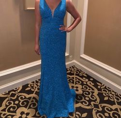 Jovani Royal Blue Size 4 Sequined 70 Off Mermaid Dress on Queenly