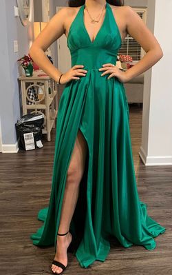 Sherri Hill Green Size 0 Emerald Side Slit Straight Dress on Queenly