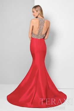 Style 1712P2457 Geranium Couture Red Size 4 Floor Length 1712p2457 Fitted Mermaid Dress on Queenly