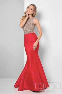 Style 1712P2457 Geranium Couture Red Size 4 Floor Length Jewelled Mermaid Dress on Queenly
