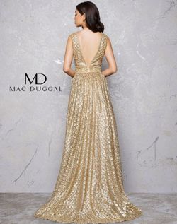 Style 80727 Mac Duggal Gold Size 14 Floor Length Tall Height A-line Dress on Queenly