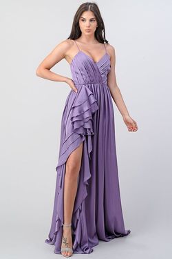 Style NATALIE 1704 Minuet Purple Size 10 Tall Height Side slit Dress on Queenly