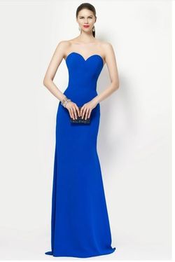 Style 27131 Alyce Paris Blue Size 6 Tulle Floor Length Strapless Mermaid Dress on Queenly