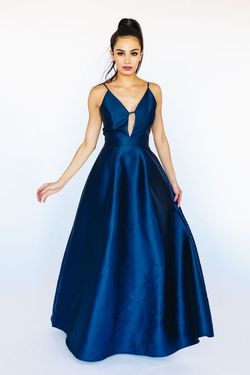 Style D16471 Soieblu Blue Size 6 Spaghetti Strap Tall Height Military A-line Dress on Queenly