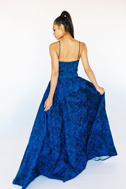Style LD 1564 Mia Paluzzi Blue Size 8 Floor Length Spaghetti Strap Tall Height Ball gown on Queenly