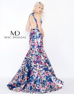 Style 79136 Mac Duggal Blue Size 4 Floor Length Pageant Tall Height Military Mermaid Dress on Queenly