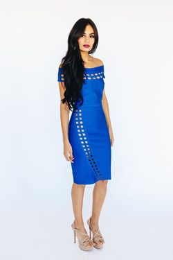 Style K5577 Wow Couture Royal Blue Size 6 Jersey Interview Cocktail Dress on Queenly
