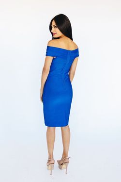 Style K5577 Wow Couture Blue Size 6 Jersey Bodycon Cocktail Dress on Queenly