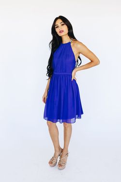 Style 8169 Minuet Royal Blue Size 10 Midi Backless Cocktail Dress on Queenly