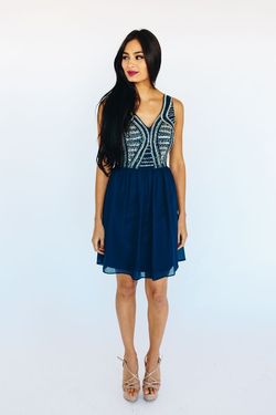 Style 7598 Minuet Blue Size 6 Tall Height Navy Cocktail Dress on Queenly