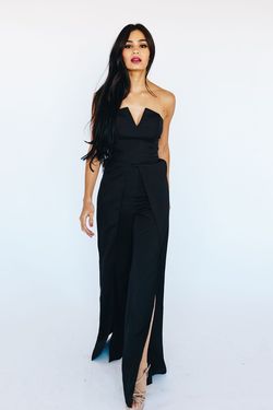 Style LJP3323 Luxxel Black Size 10 Tall Height Floor Length Jumpsuit Dress on Queenly