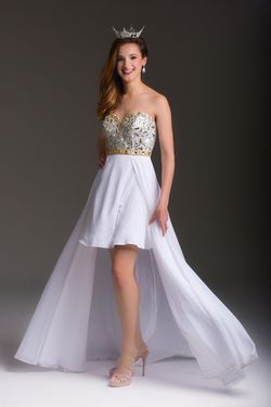 Tony Bowls White Size 4 $300 High Low Straight Dress on Queenly