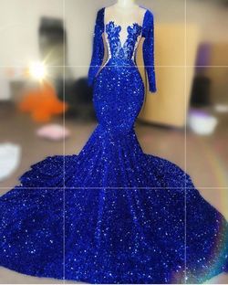 Porsha Blue Size 4 Floor Length Mermaid Dress on Queenly
