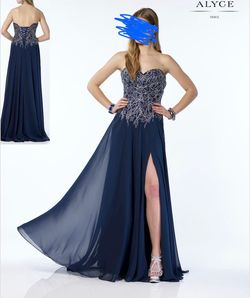 Alyce Paris Blue Size 2 Side slit Dress on Queenly