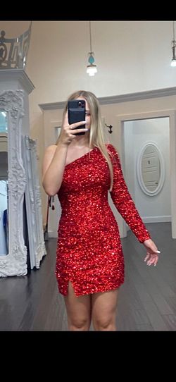 Sherri Hill Red Size 0 Black Tie Cocktail Dress on Queenly