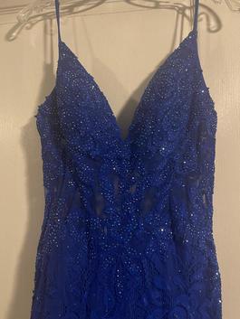 La Femme Blue Size 10 Train Mermaid Dress on Queenly