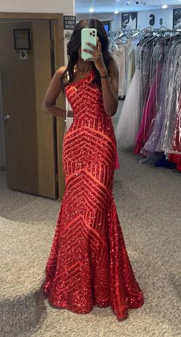Jovani Red Size 4 Sequin Prom Mermaid Dress on Queenly