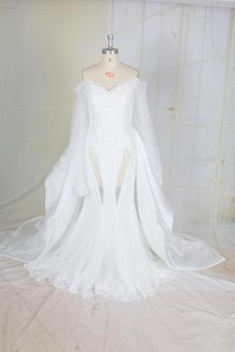 Style LK1205 Darius Cordell White Size 10 Prom Floor Length Train Sheer Mermaid Dress on Queenly