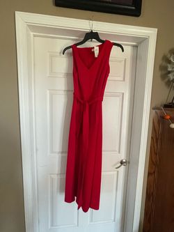 Calvin Klein Red Size 8 Floor Length Jumpsuit Dress on Queenly