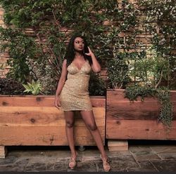 Ashley Lauren Gold Size 4 Euphoria Midi Cocktail Dress on Queenly