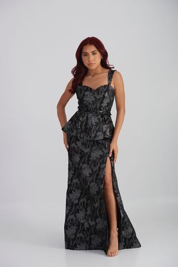 YDC Black Size 0 Floor Length Sorority Formal Side slit Dress on Queenly