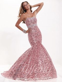 Style 16745 Tiffany Designs Light Pink Size 10 Strapless Military Pageant Mermaid Dress on Queenly