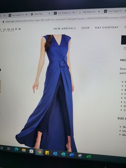 Kay Unger Blue Size 16 Black Tie Floor Length Jumpsuit Dress on Queenly