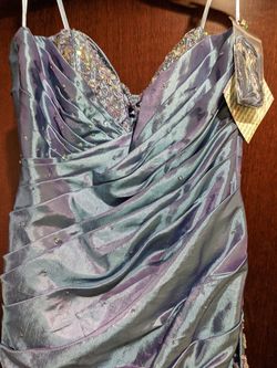 Style 8154 MoriLee Blue Size 10 Strapless Military Pageant Mermaid Dress on Queenly