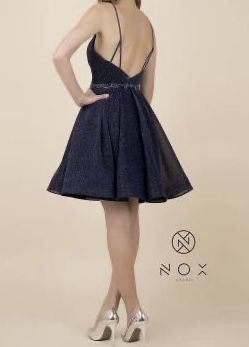 Nox Anabel Blue Dress Blue Size 14 Belt Floor Length V Neck A-line Dress on Queenly