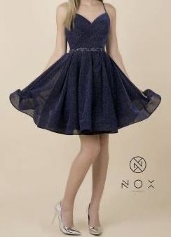 Nox Anabel Blue Dress Blue Size 14 Belt Floor Length V Neck A-line Dress on Queenly