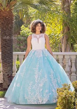 Bella Luna Gowns Blue Size 4 Floor Length Ball gown on Queenly