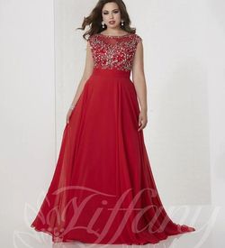 Style 16319 Tiffany Designs Red Size 24 Plus Size Black Tie A-line Dress on Queenly