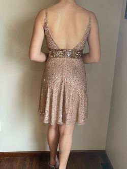 Ashley Lauren Gold Size 4 Euphoria Midi Homecoming Cocktail Dress on Queenly