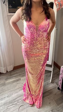 Cinderella Pink Size 4 Jewelled Prom Side Slit Cut Out Straight Dress on Queenly