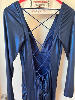 Sherri Hill Blue Size 6 Black Tie Corset Floor Length Straight Dress on Queenly