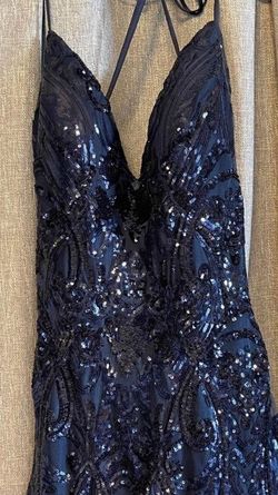MoriLee Blue Size 10 Black Tie Military A-line Dress on Queenly
